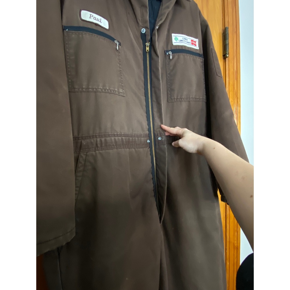 Vtg Mens Insulated Work Coveralls Made in USA sz L Long Patch Land O Lakes Cenex - Picture 6 of 12
